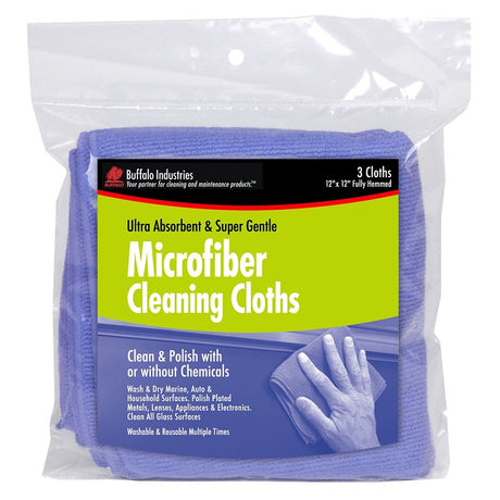Buffalo 64000 Cleaning Cloth, 12 in L, 12 in W, Polyester/Polyamide, Blue