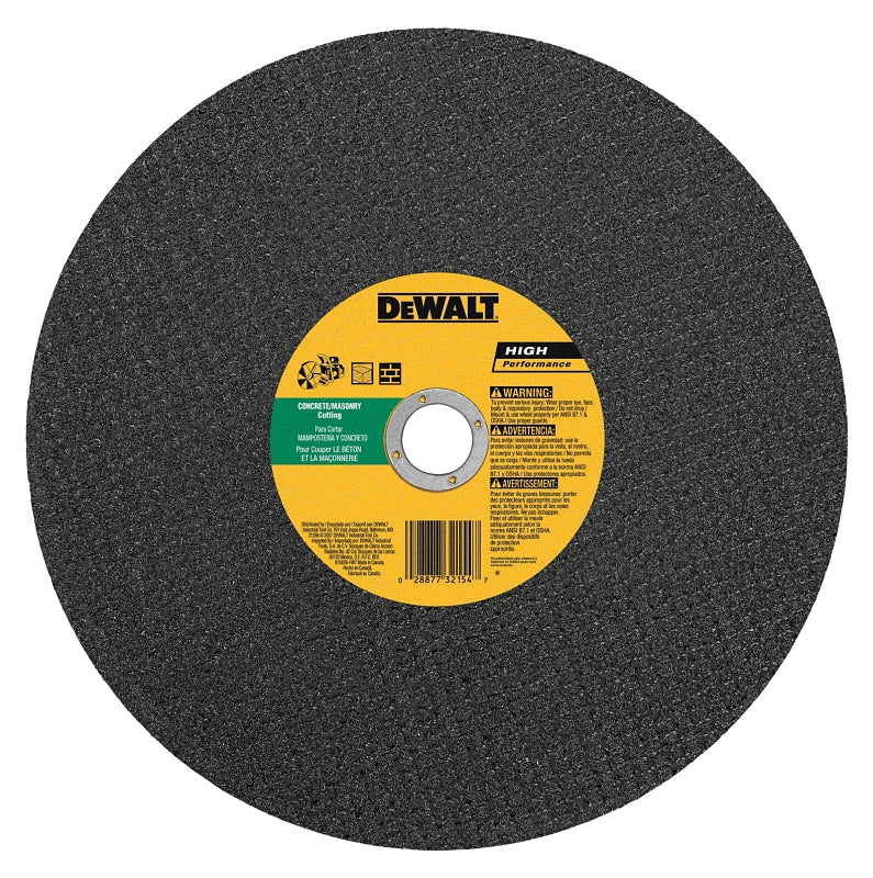 DEWALT DW8025 Cutting Wheel, 14 in Dia, 1/8 in Thick, 20 in Arbor, 24 Grit, Silicone Carbide Abrasive