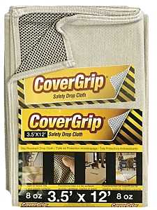 CoverGrip 351208/77357 Drop Cloth, 12 ft L, 3-1/2 ft W, Rubber