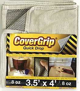 CoverGrip 35408 Drop Cloth, 4 ft L, 3-1/2 ft W, Rubber