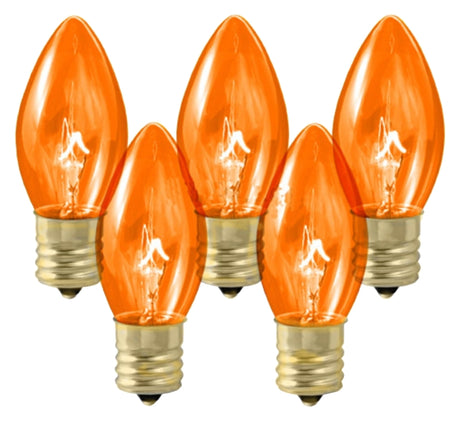 Hometown Holidays 19117 Light Bulb, 5 W, Candelabra Lamp Base, Incandescent Lamp, Transparent Orange Light, Pack of 25
