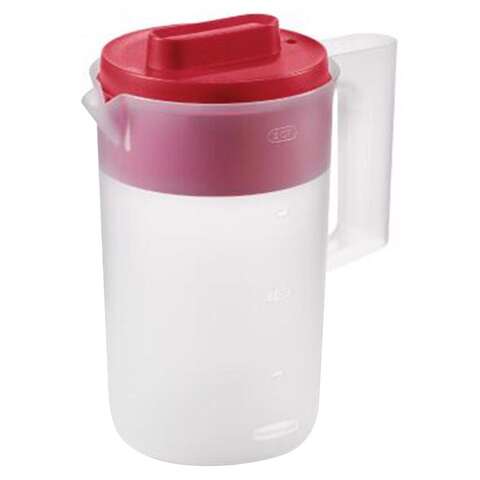 Rubbermaid 2 qt Clear/Red Pitcher Plastic, Pack of 2