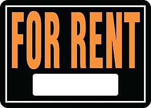 Hy-Ko Hy-Glo Series 802 Identification Sign, Rectangular, FOR RENT, Fluorescent Orange Legend, Black Background, Pack of 12