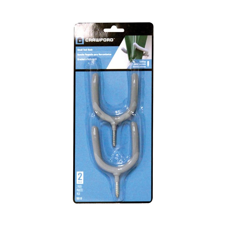 Crawford SS13 Medium Storage Hook, 15 lb, Screw, Steel, Gray, Vinyl