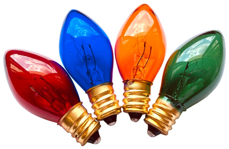 Hometown Holidays 19124 Light Bulb, 5 W, Candelabra Lamp Base, Incandescent Lamp, Transparent Multi-Color Light, Pack of 40