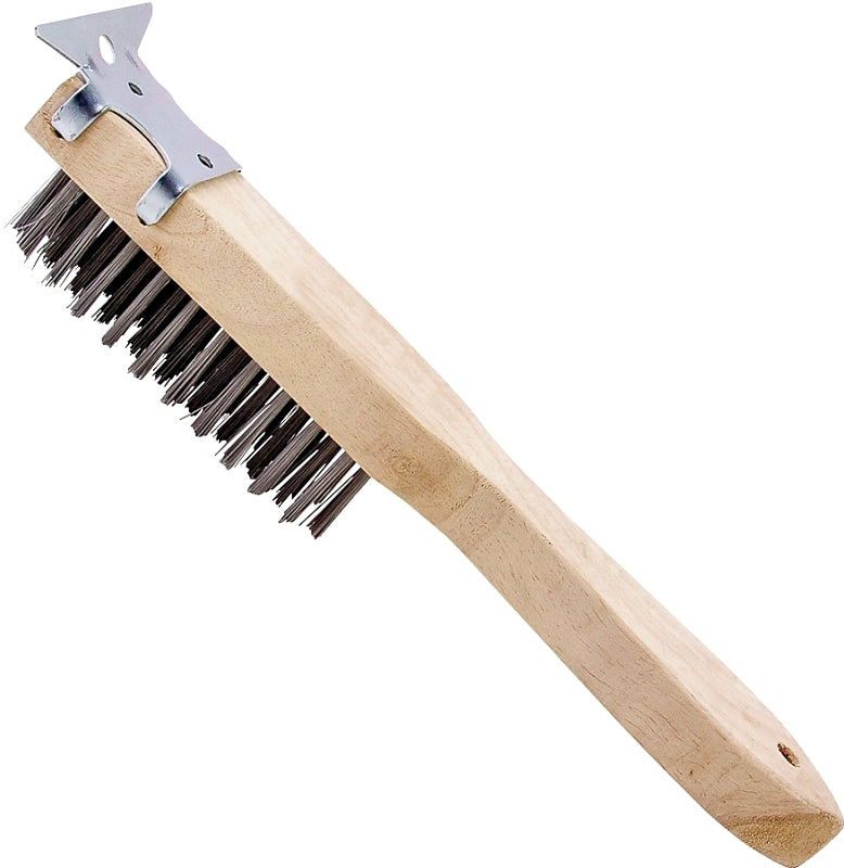 ProSource WB01411S Wire Brush with Scraper, 2-7/8 in L Trim, Metallic Bristle, 1 in W Brush, 11-1/2 in OAL