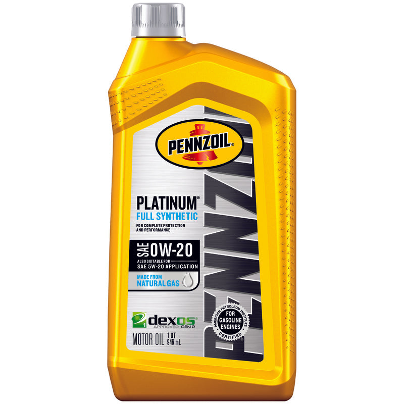 Pennzoil Platinum 0W-20 4-Cycle Synthetic Motor Oil 1 qt 1 pk, Pack of 6