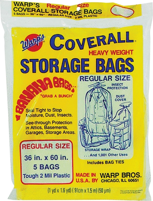 Warp's Banana Bags CB-36 Storage Bag, R, Plastic, Yellow, 36 in L, 60 in W, 2 mil Thick