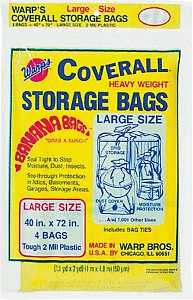 Warp's Banana Bags CB-40 Storage Bag, L, Plastic, Yellow, 40 in L, 72 in W, 2 mil Thick