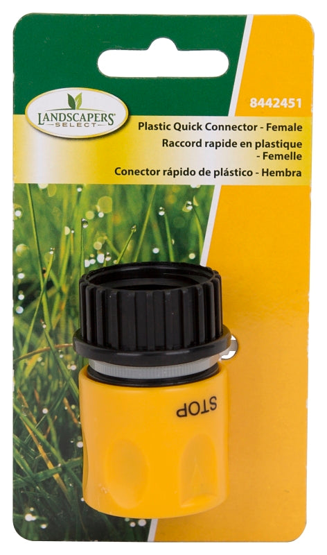 Landscapers Select GC520 Hose Connector, 3/4 in, Female, Plastic, Yellow and Black