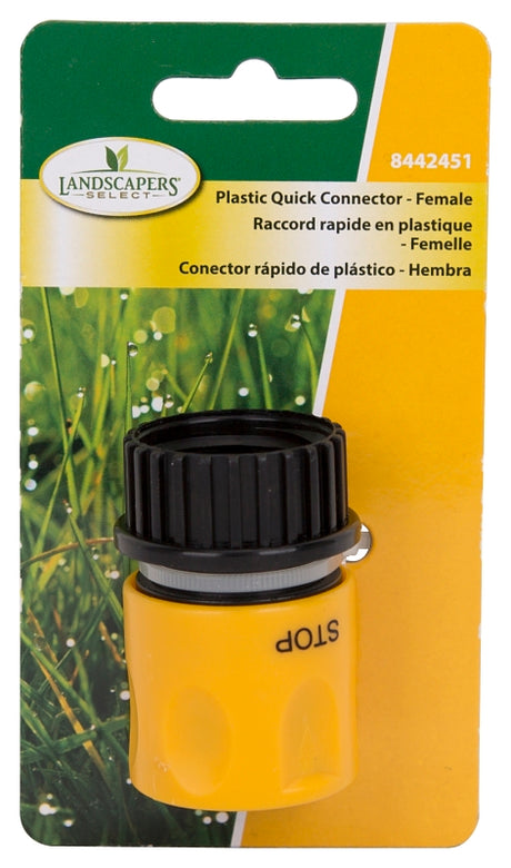 Landscapers Select GC520 Hose Connector, 3/4 in, Female, Plastic, Yellow and Black