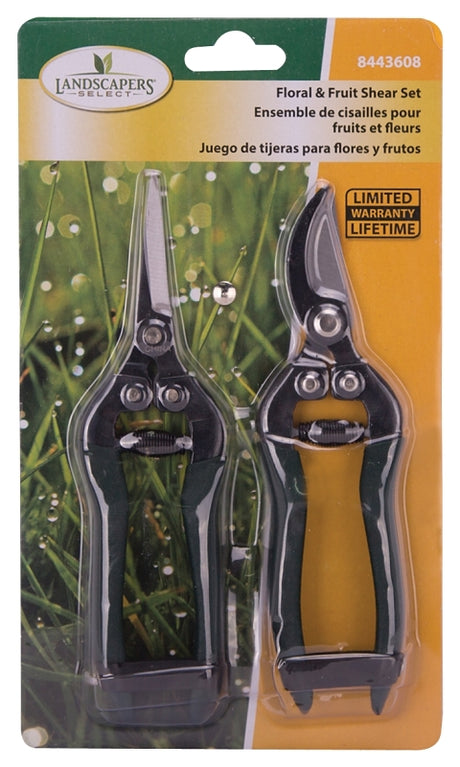 Landscapers Select GP1019+GP1020 Floral and Fruit Shear Set, Steel Blade, Steel Handle, Cushion-Grip Handle