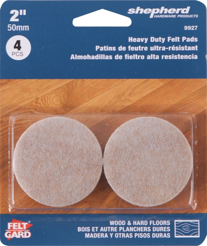 Shepherd Hardware 9927 Furniture Pad, Felt Cloth, Beige, 2 in L, 2 in W, Square