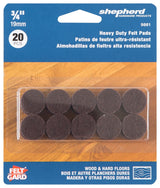 Shepherd Hardware 9861 Protective Pad, Felt, Dark Brown, 3/4 in Dia, Round