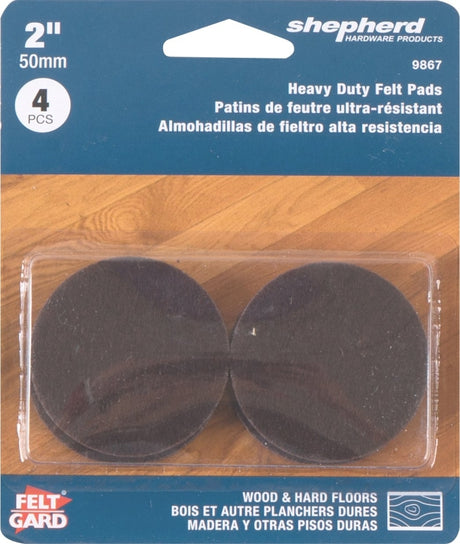 Shepherd Hardware 9867 Protective Pad, Felt, Brown, 2 in Dia