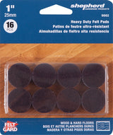 Shepherd Hardware 9862 Furniture Pad, Felt, Brown, 1 in Dia, 5 mm Thick, Round, 16/PK