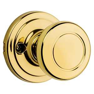 Kwikset Signature Series 720CN 3 CP Passage Knob, Polished Brass, 1-3/8 to 1-3/4 in Thick Door, 2-1/4 in Strike