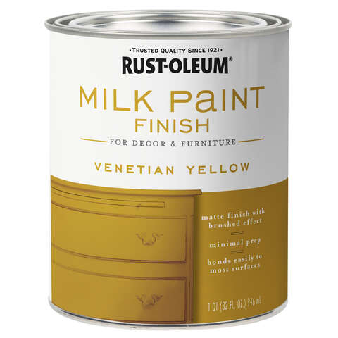 Rust-Oleum Matte Venetian Yellow Water-Based Acrylic Milk Paint 1 qt, Pack of 2