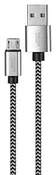 PowerZone KL-029X-1M-MICRO Micro Charging Cable, Micro USB, USB, Black/White Sheath, 3 ft L