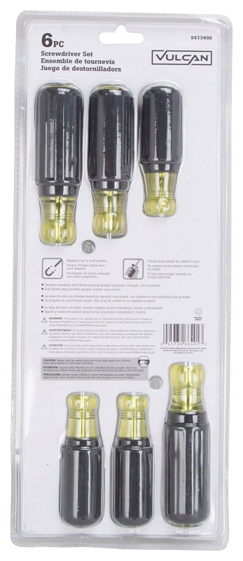 Vulcan SD-SET-PVC Screwdriver, 6-Piece, Yellow (Handle)