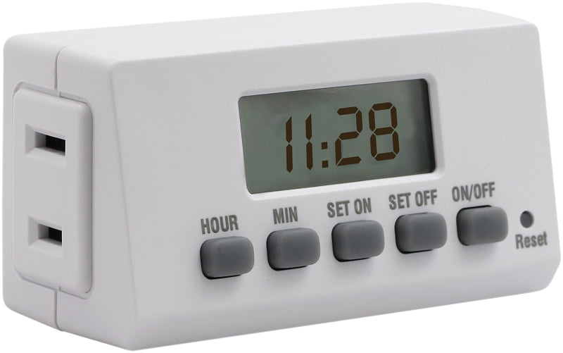 Powerzone TNIDEZ1 Digital Timer, 8 A, 125 VAC, 1000 W, 1-Outlet, 24 hr Cycle, White