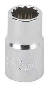 Vulcan MT6529119 Drive Socket, 13 mm Socket, 1/2 in Drive, 12-Point, Chrome Vanadium Steel, Chrome