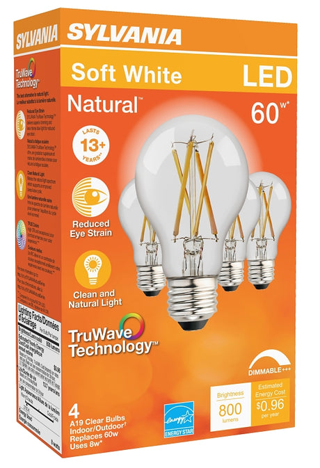 BULB LED A19 CLR SOFT WHITE 8W