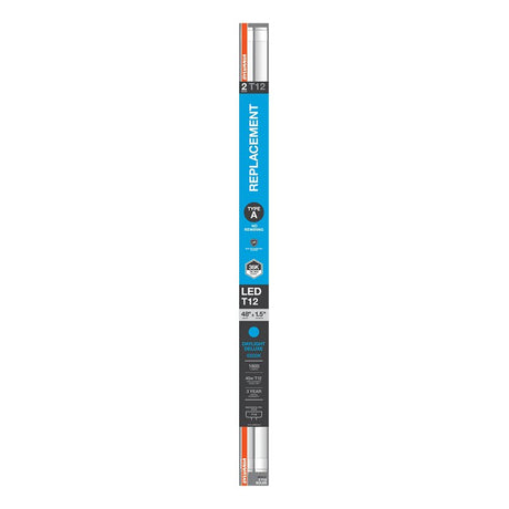 Sylvania 42419 LED Tube Light, Type A, T12 Lamp, 6500 K Color Temp