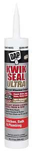 DAP KWIK SEAL ULTRA 18897 Siliconized Sealant, White, 0 to 150 deg F, 10.1 oz Cartridge, Pack of 12