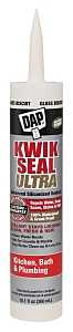 DAP KWIK SEAL ULTRA 18899 Siliconized Sealant, Biscuit, 0 to 150 deg F, 10.1 oz Cartridge, Pack of 12