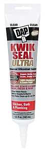 DAP KWIK SEAL ULTRA 18915 Siliconized Sealant, Clear, 0 to 170 deg F, 5.5 oz Tube