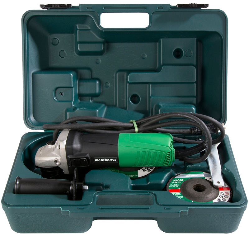 Metabo HPT G12SR4 Slide Switch Angle Grinder, 6.2 A, M14 x 2 Spindle, 4-1/2 in Dia Wheel, 10,000 rpm Speed