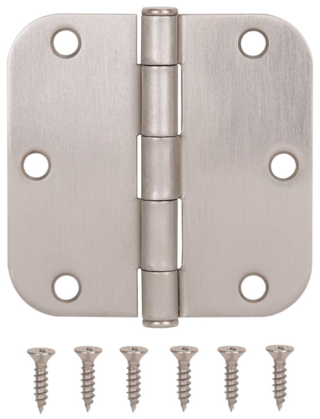 ProSource 20347SNX Door Hinge, Steel, Satin Nickel, Loose Pin, 180 deg Range of Motion, Screw Mounting