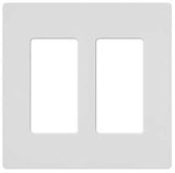 Lutron CW-2-WH Wallplate, 4.69 in L, 4-3/4 in W, 2 -Gang, Plastic, White, Gloss