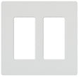 Lutron CW-2-WH Wallplate, 4.69 in L, 4-3/4 in W, 2 -Gang, Plastic, White, Gloss