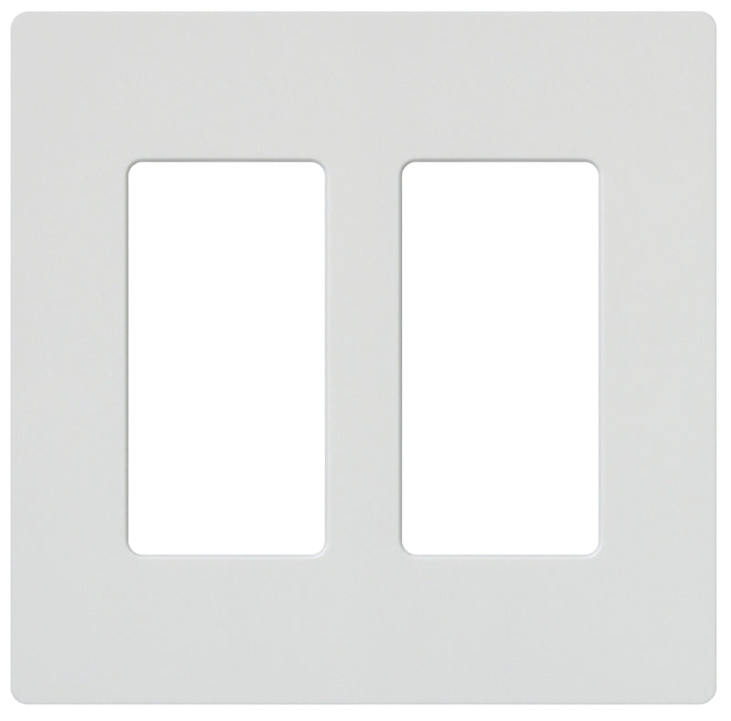 Lutron CW-2-WH Wallplate, 4.69 in L, 4-3/4 in W, 2 -Gang, Plastic, White, Gloss