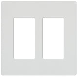 Lutron CW-2-WH Wallplate, 4.69 in L, 4-3/4 in W, 2 -Gang, Plastic, White, Gloss