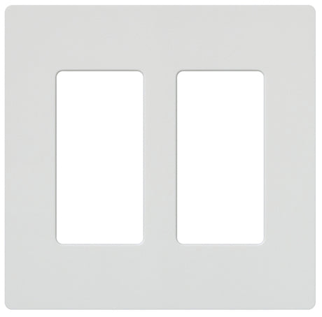 Lutron CW-2-WH Wallplate, 4.69 in L, 4-3/4 in W, 2 -Gang, Plastic, White, Gloss