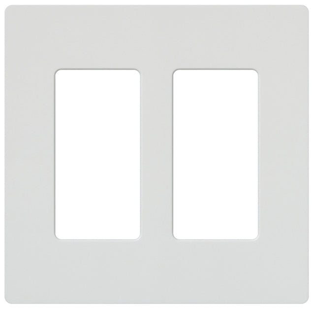 Lutron CW-2-WH Wallplate, 4.69 in L, 4-3/4 in W, 2 -Gang, Plastic, White, Gloss