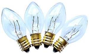 Hometown Holidays 16291 Replacement Bulb, 5 W, Candelabra Lamp Base, Incandescent Lamp, Clear Light