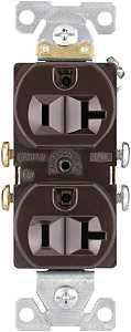 Eaton Wiring Devices CR20B Duplex Receptacle, 2 -Pole, 20 A, 125 V, Side Wiring, NEMA: 5-20R, Brown