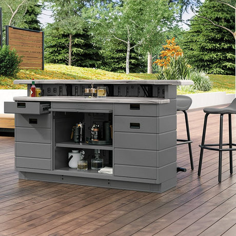 Suncast Backyard Oasis BMEB2000 Entertaining Bar, 150 lb Seating, Plastic Table