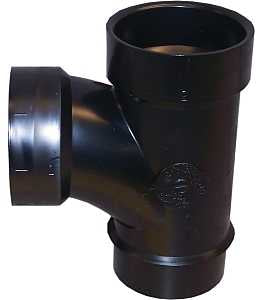 Canplas 105153LBC Sanitary Pipe Tee, 3 in, Spigot x Hub, ABS, Black