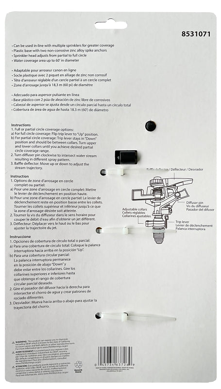 Landscapers Select 37735 Sprinkler, Female, Round, Plastic