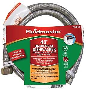 Fluidmaster 1W48CU Dishwasher Connector, 3/8 in, Compression, Polymer/Stainless Steel