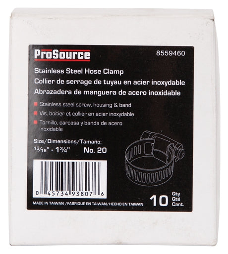 ProSource HCRSS20 Interlocked Hose Clamp, Stainless Steel, Stainless Steel, Pack of 10