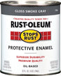 Stops Rust 7786502 Enamel Paint, Oil Base, Gloss Sheen, Smoke Gray, 1 qt, Can, 50 to 90 sq-ft/qt Coverage Area