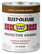 Stops Rust 7775502 Enamel Paint, Oil Base, Gloss Sheen, Leather Brown, 1 qt, Can, 50 to 90 sq-ft/qt Coverage Area