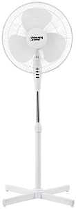 PowerZone FS-40E Oscillating Floor Fan, 120 V, 0.42 A, 90 deg Sweep, 16 in Dia Blade, 3-Blade, Plastic Blade, White