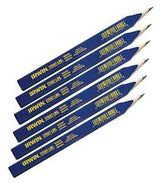 Irwin 66301 Carpenter Pencil, Blue, 7 in L, Wood Barrel, Pack of 12